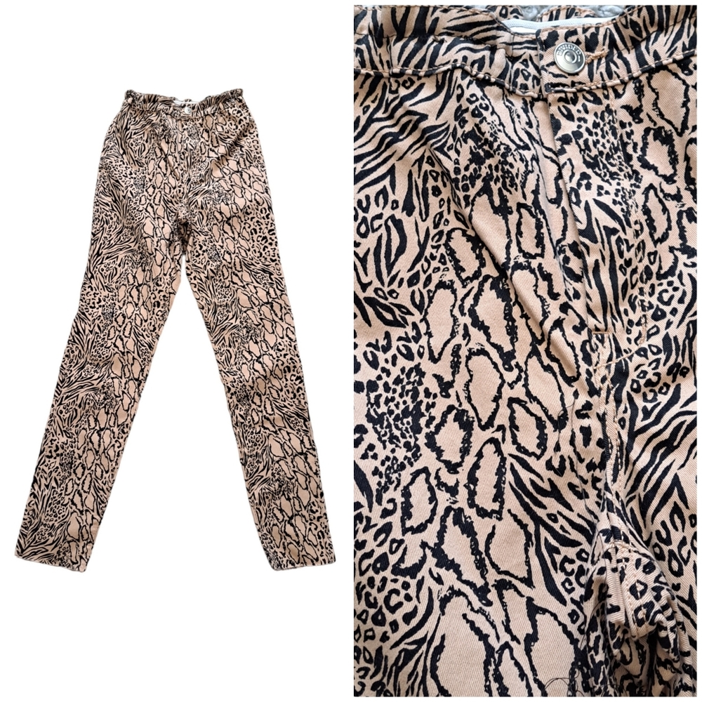 Divided | Tan & black cheetah print skinny women' Jean with stretchy waist